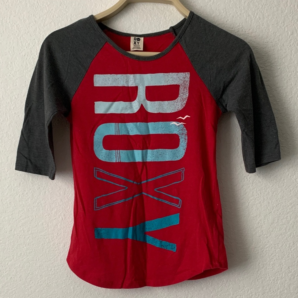 Roxy Red and Black Raglan Sleeve Tee